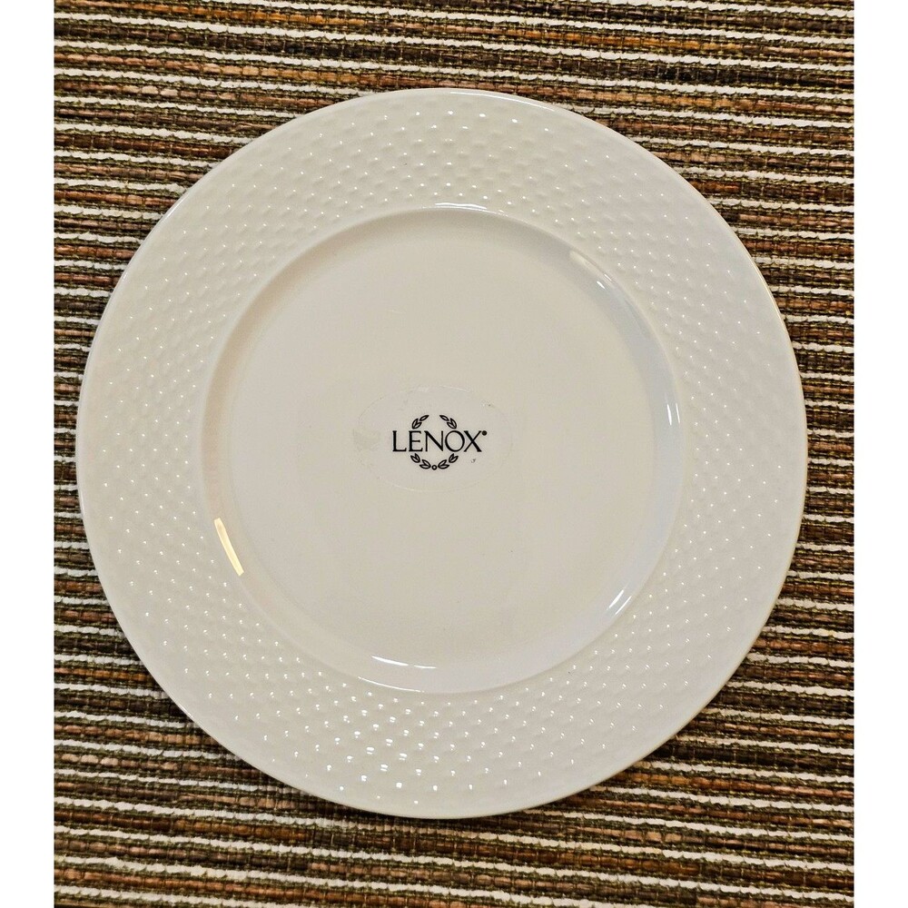 Lenox White Weave Round Bone China 8.5" Plate with Textured Rim